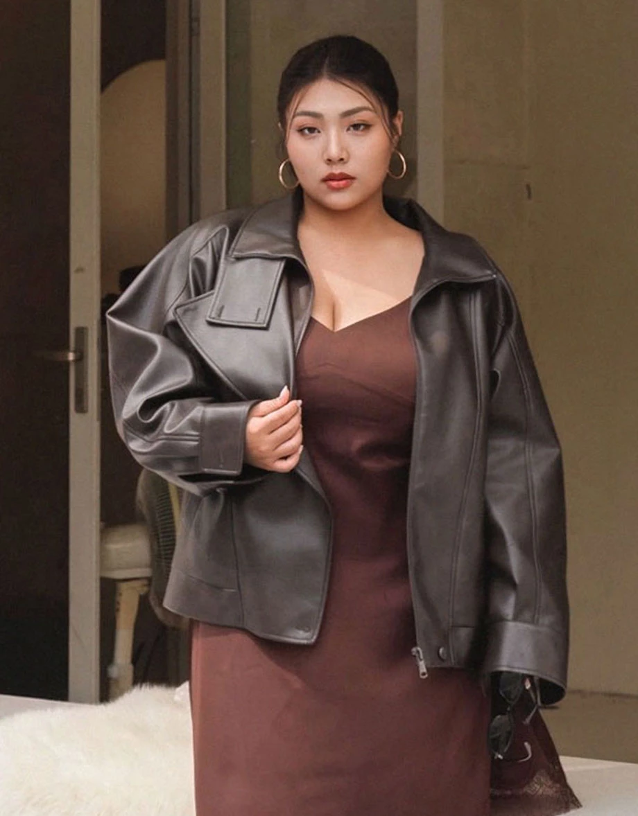 Asymmetric Zip Funnel Neck Faux Leather Biker Jacket Asymmetric Zip Funnel Neck Faux Leather Biker Jacket