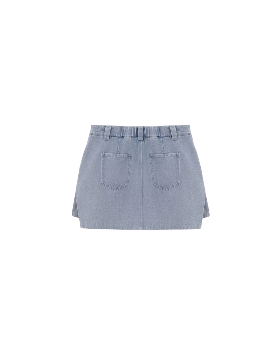 High Waist Side Slit A Line Jeans Denim Mini Skort High Waist Side Slit A Line Jeans Denim Mini Skort