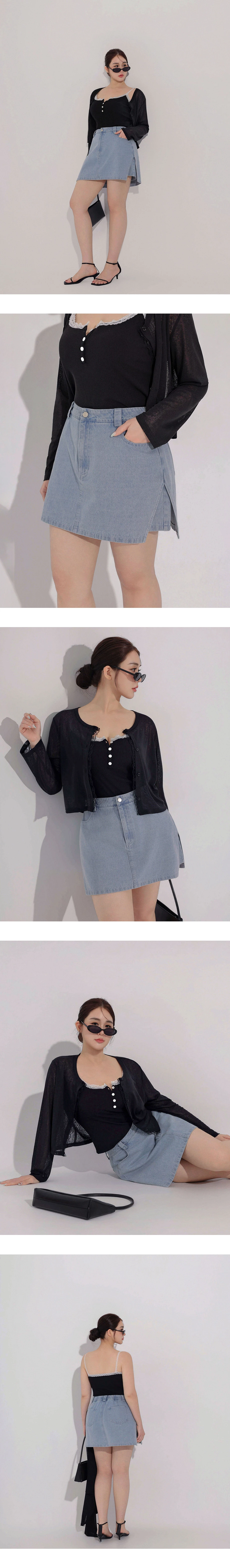 High Waist Side Slit A Line Jeans Denim Mini Skort High Waist Side Slit A Line Jeans Denim Mini Skort