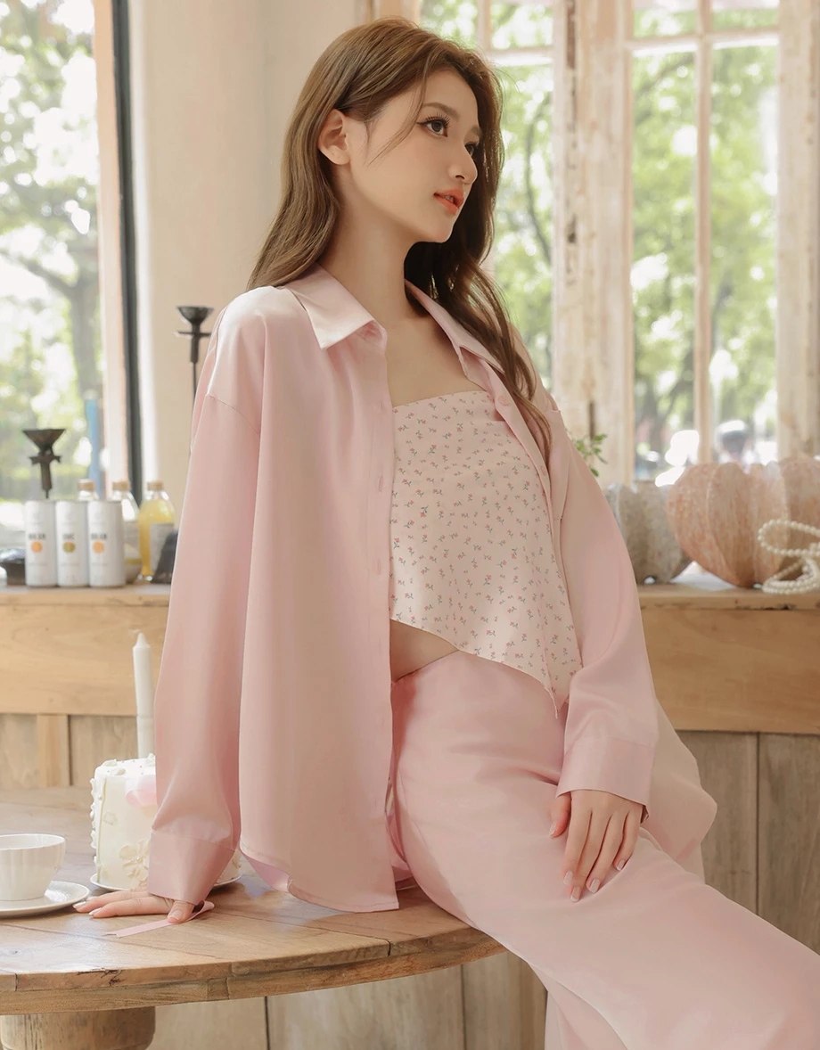 【SABRINA Design】Oversized Collared Long Sleeve Button Down Shirt Blouse
