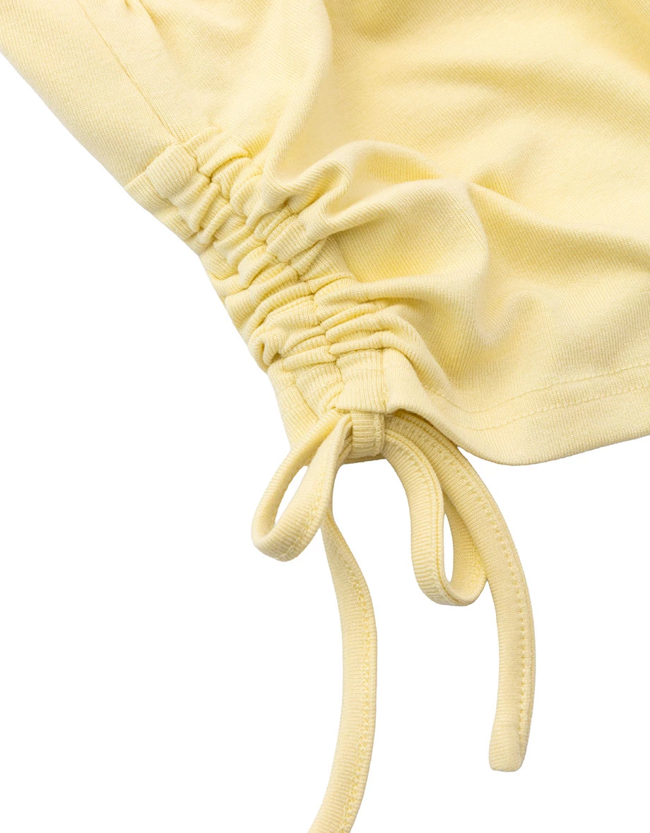 Side Drawstring Halter Wrap Lace Trim Crop Padded Tank Top Side Drawstring Halter Wrap Lace Trim Crop Padded Tank Top