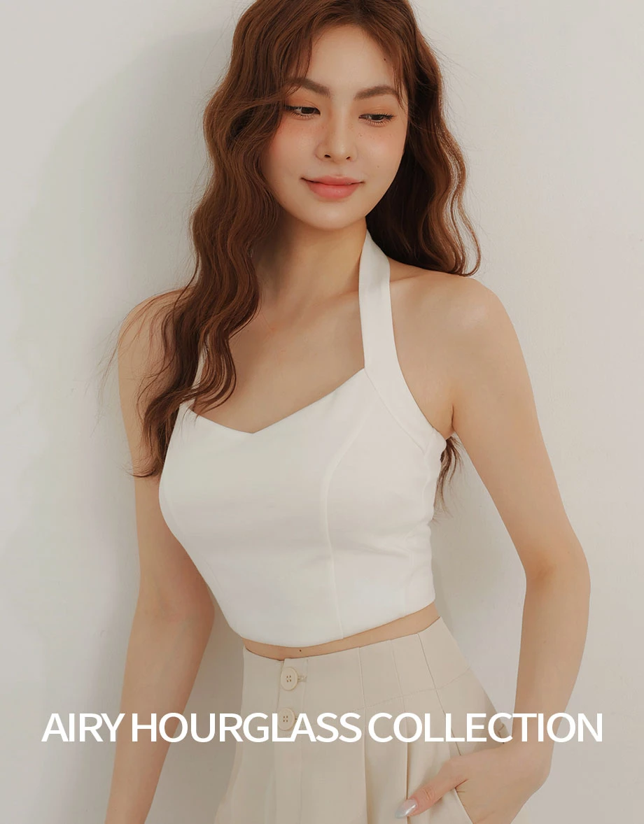 AIRY HOURGLASS Basic Halter Open Back Fitted Padded Bra Top
