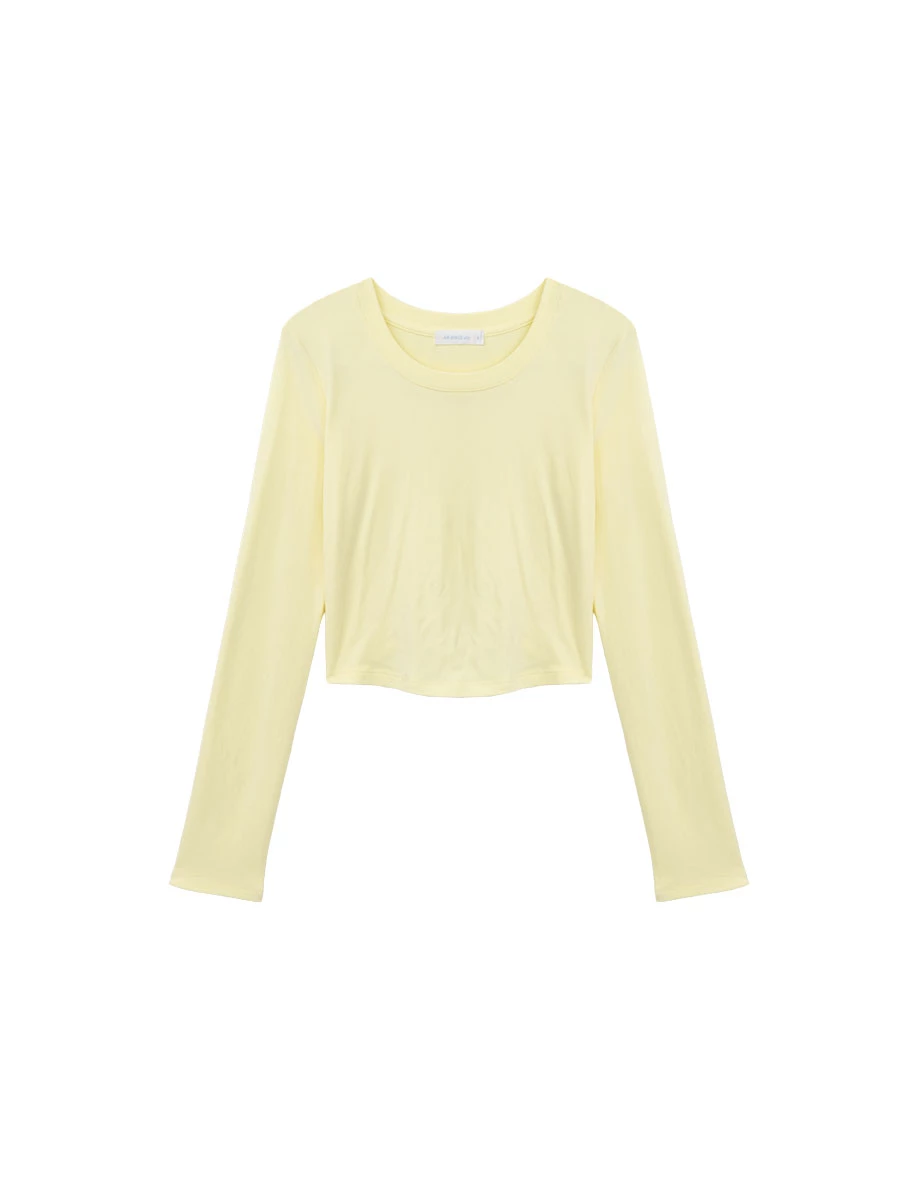 Crew Neck Back Cutout Drawstring Tie Long Sleeve Crop Top Crew Neck Back Cutout Drawstring Tie Long Sleeve Crop Top