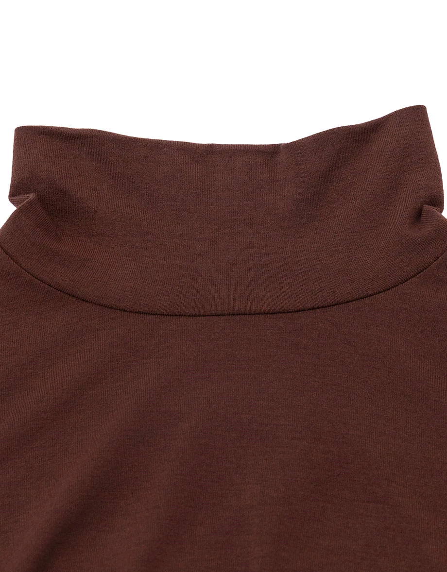 High Neck Side Ruched Fitted Long Sleeve Crop Top High Neck Side Ruched Fitted Long Sleeve Crop Top