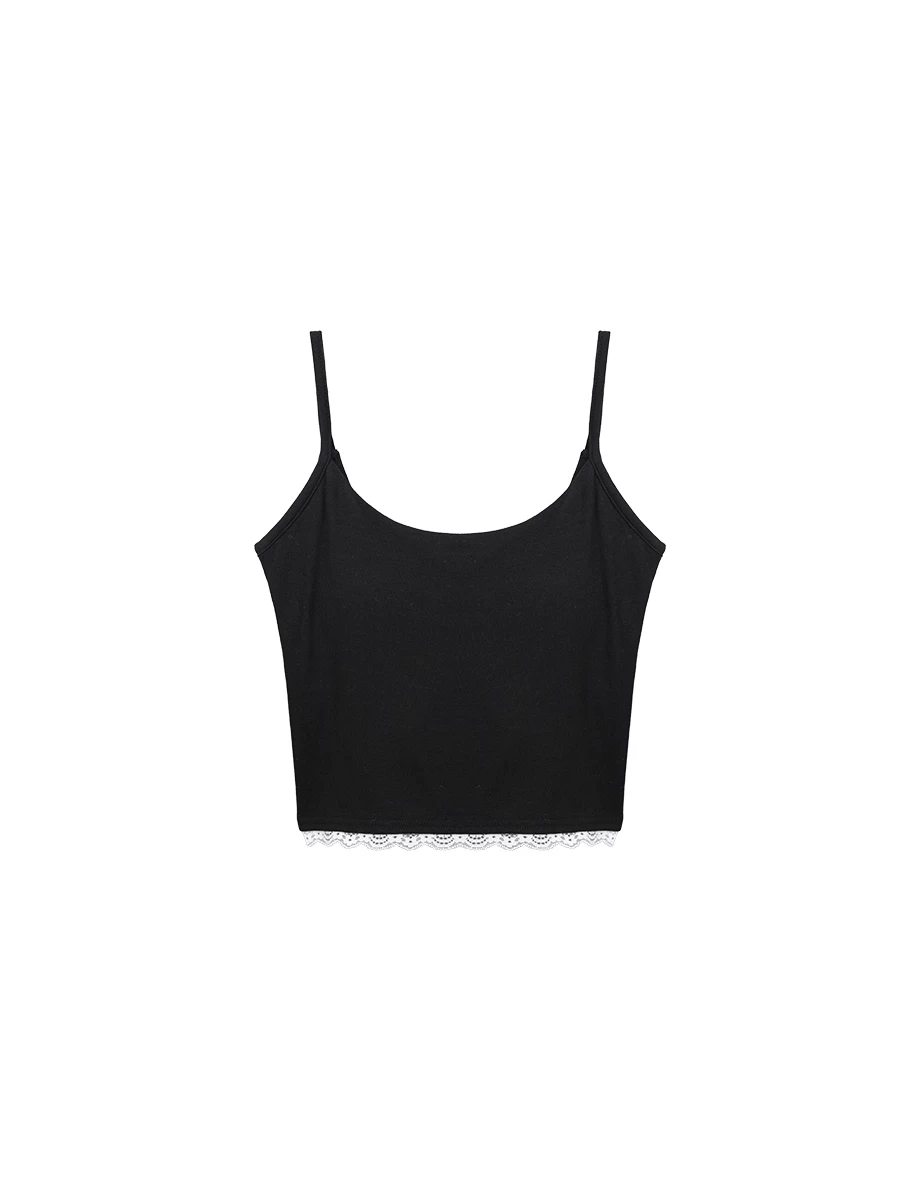 WARM↑UP薄感好身材 下擺蕾絲拼接細肩帶發熱BRA TOP