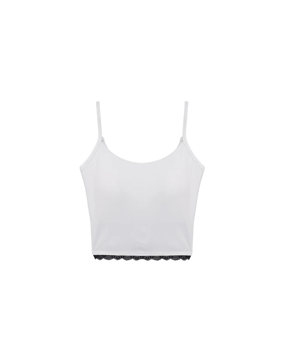 WARM↑UP薄感好身材 下擺蕾絲拼接細肩帶發熱BRA TOP