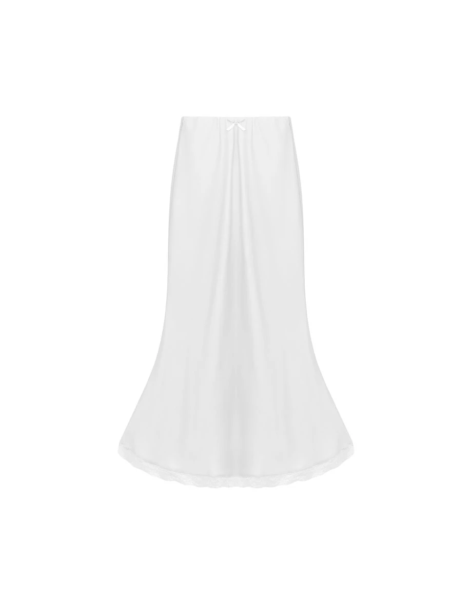 【SABRINA Design】Satin Lace Trim Mermaid Maxi Skirt 【SABRINA Design】Satin Lace Trim Mermaid Maxi Skirt