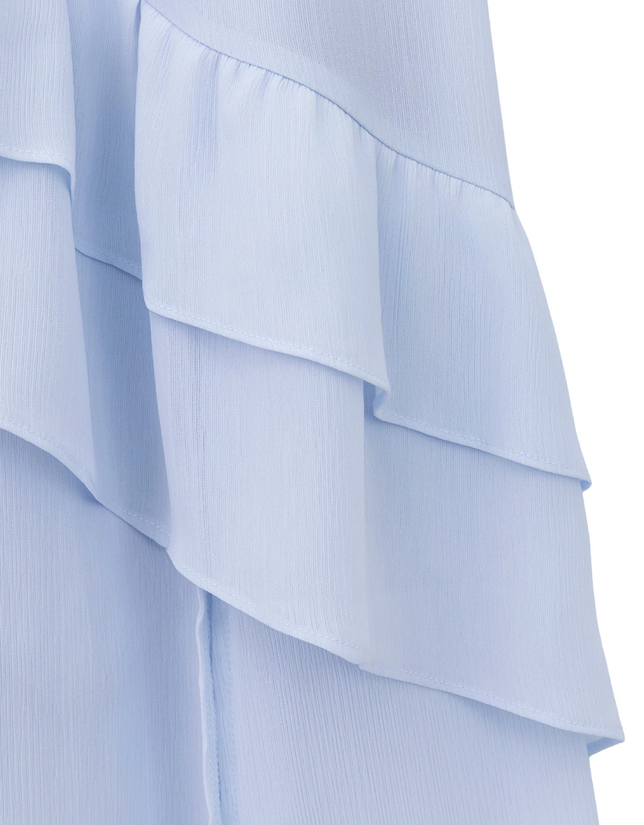 Elastic Waistband Asymmetric Tiered Ruffled Side Slit Maxi Skirt Elastic Waistband Asymmetric Tiered Ruffled Side Slit Maxi Skirt