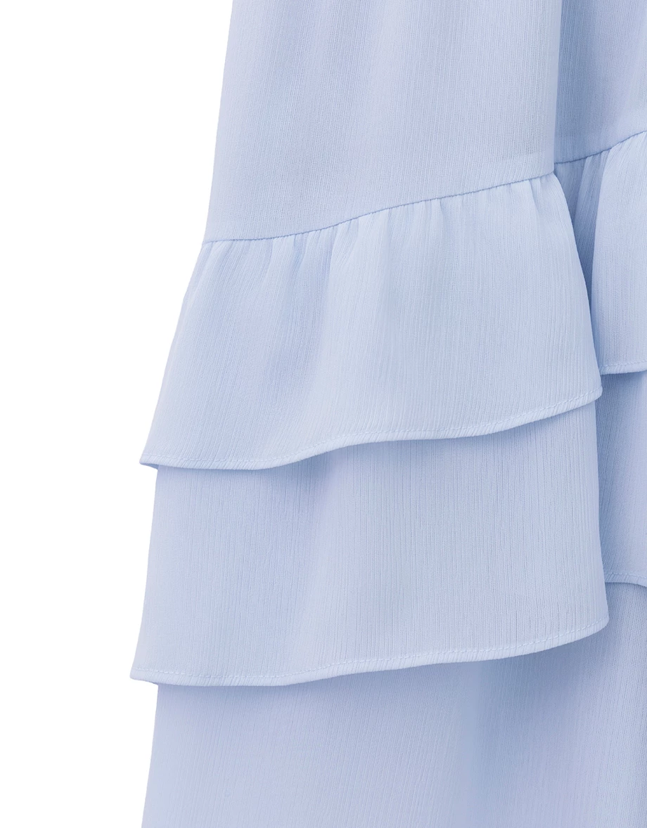 Elastic Waistband Asymmetric Tiered Ruffled Side Slit Maxi Skirt Elastic Waistband Asymmetric Tiered Ruffled Side Slit Maxi Skirt