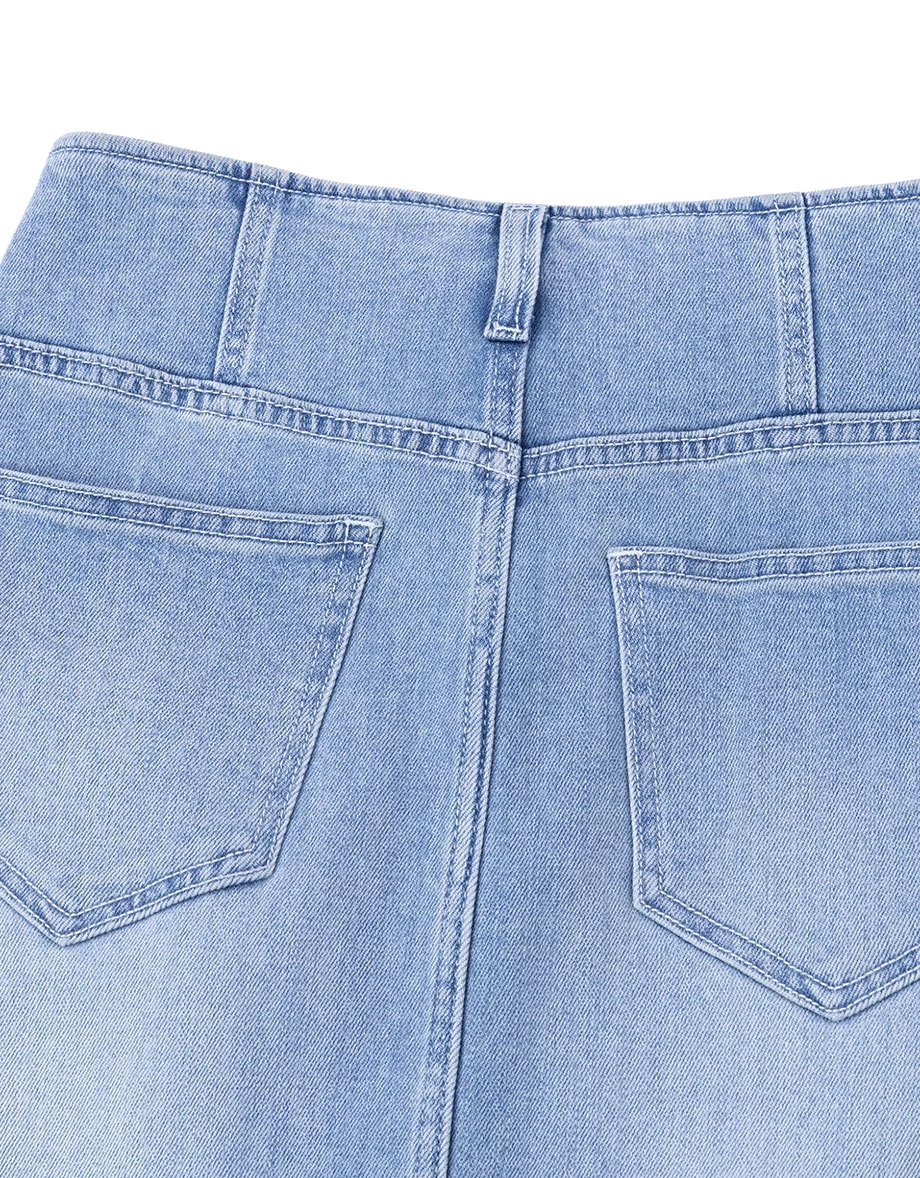 【Den!m LITE】High Waist Front Slit Jeans Denim Maxi Skirt 【Den!m LITE】High Waist Front Slit Jeans Denim Maxi Skirt