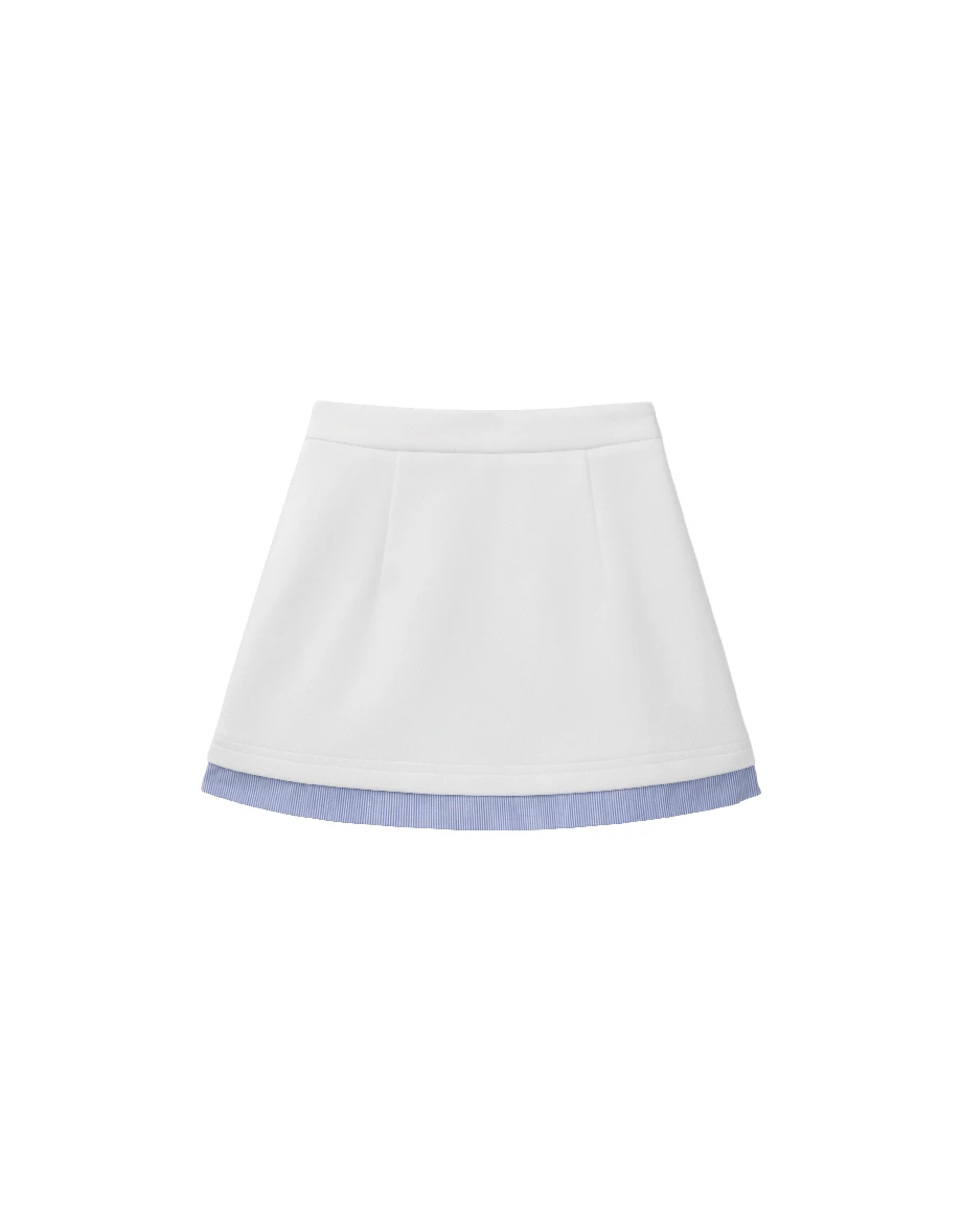High Waist Contrast Striped Hem A Line Mini Skirt High Waist Contrast Striped Hem A Line Mini Skirt