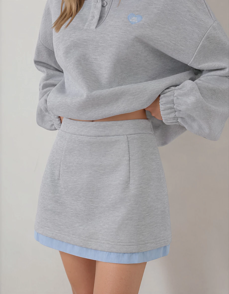 High Waist Contrast Striped Hem A Line Mini Skirt