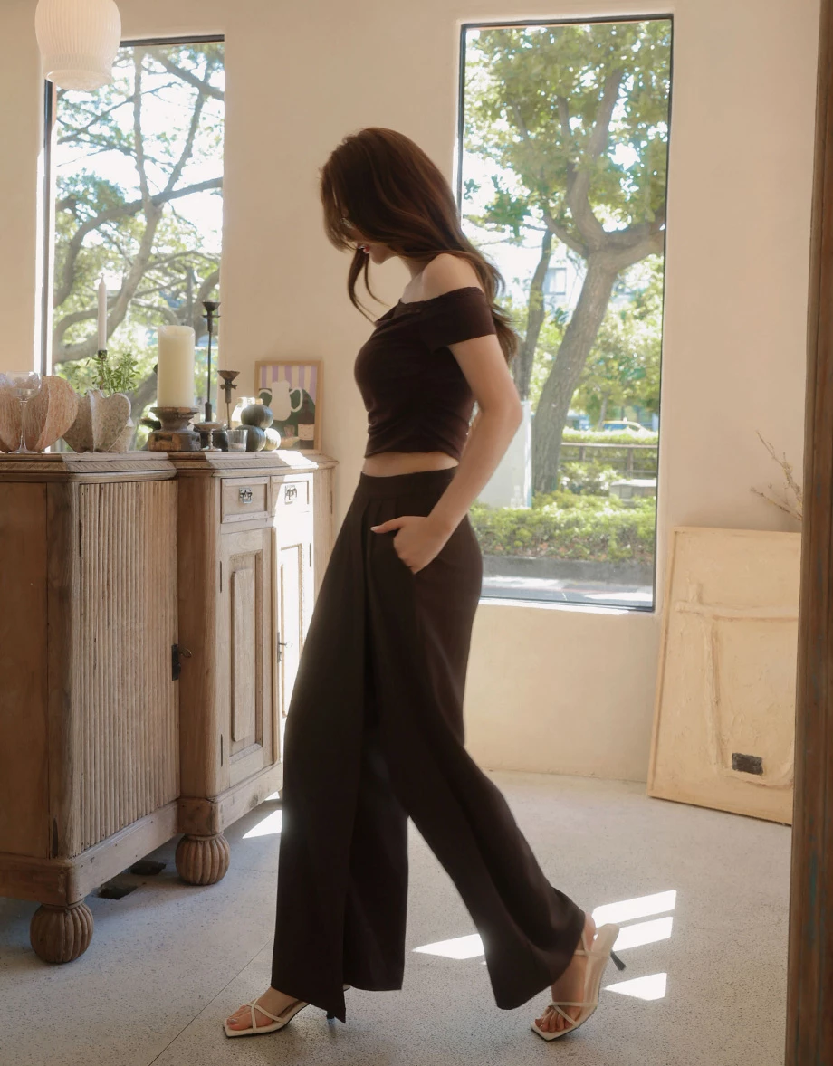 【SABRINA Design】Pleated Overlap Tailored Wide Leg Pants 【SABRINA Design】Pleated Overlap Tailored Wide Leg Pants