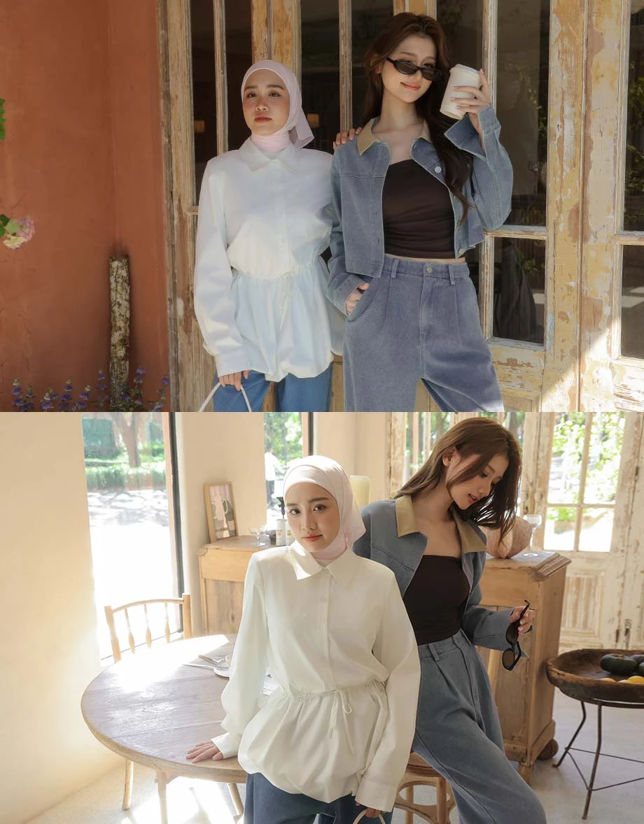 【SABRINA Design】High Waist Pleated Wide Leg Jeans Denim Pants