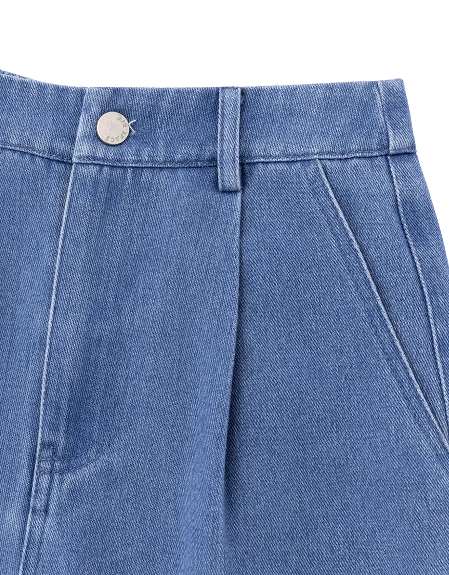 【SABRINA Design】High Waist Pleated Wide Leg Jeans Denim Pants 【SABRINA Design】High Waist Pleated Wide Leg Jeans Denim Pants