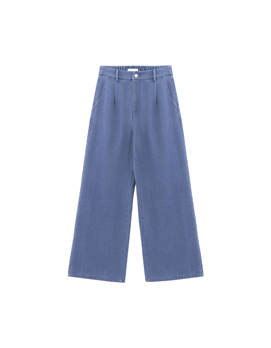 【SABRINA Design】High Waist Pleated Wide Leg Jeans Denim Pants 【SABRINA Design】High Waist Pleated Wide Leg Jeans Denim Pants
