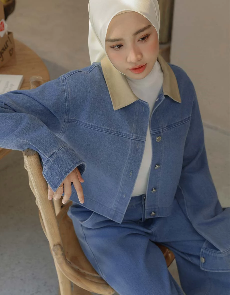 【SABRINA Design】High Waist Pleated Wide Leg Jeans Denim Pants