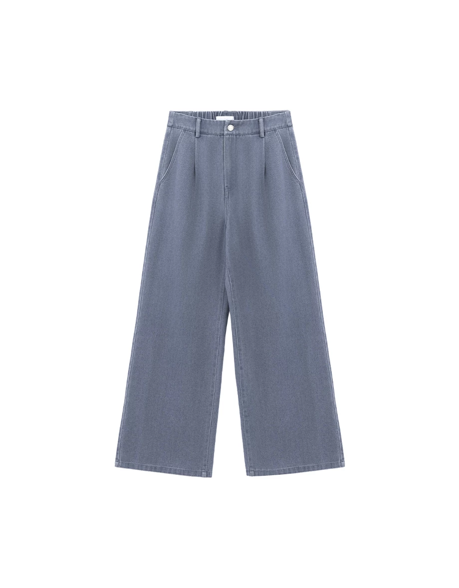 【SABRINA Design】High Waist Pleated Wide Leg Jeans Denim Pants