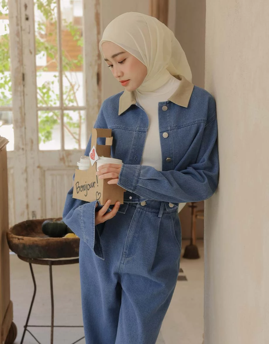【SABRINA Design】High Waist Pleated Wide Leg Jeans Denim Pants