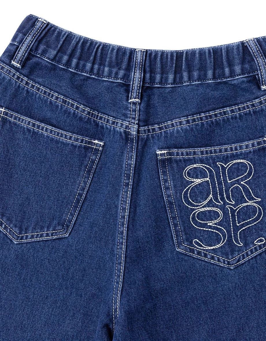 High Waist Wide Leg Jeans Denim Pants with Embroidered Logo Back Pocket High Waist Wide Leg Jeans Denim Pants with Embroidered Logo Back Pocket