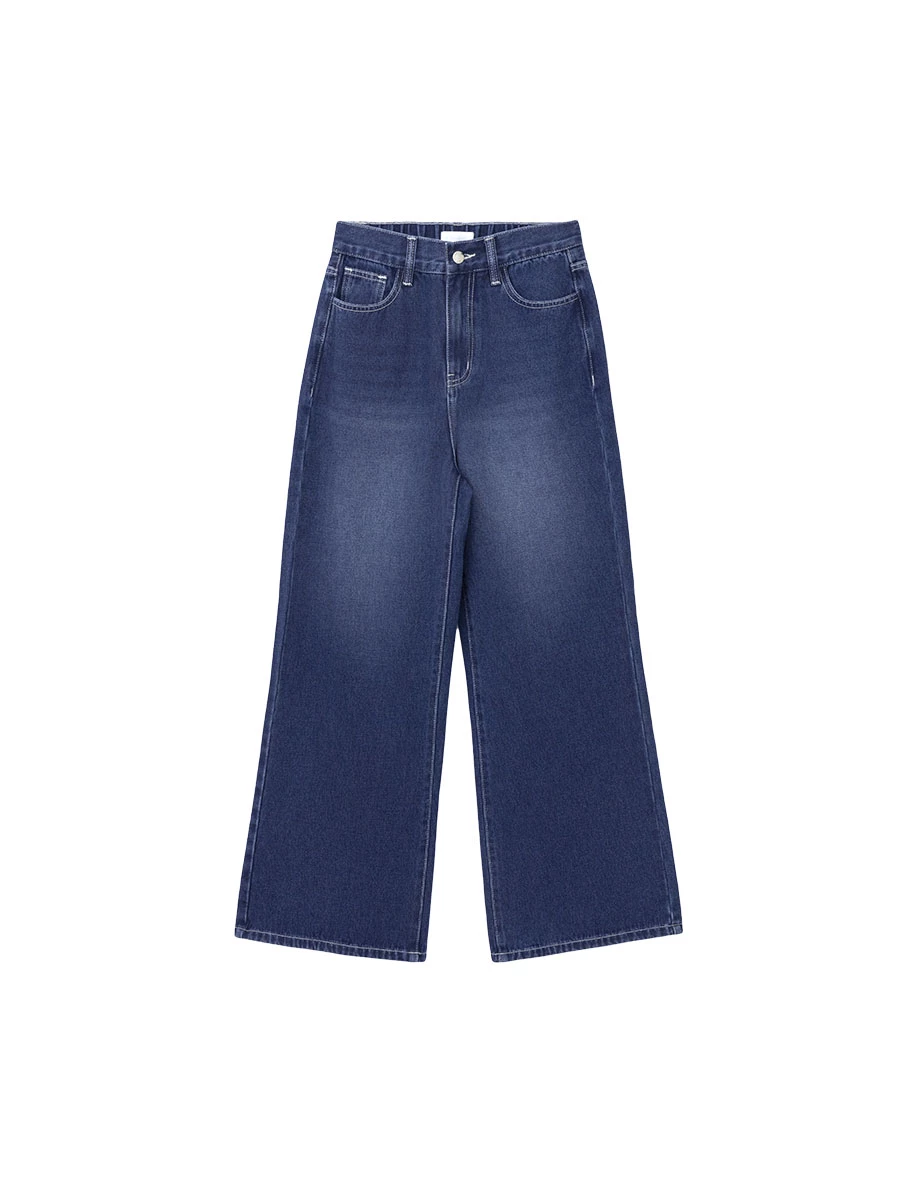 High Waist Wide Leg Jeans Denim Pants with Embroidered Logo Back Pocket High Waist Wide Leg Jeans Denim Pants with Embroidered Logo Back Pocket