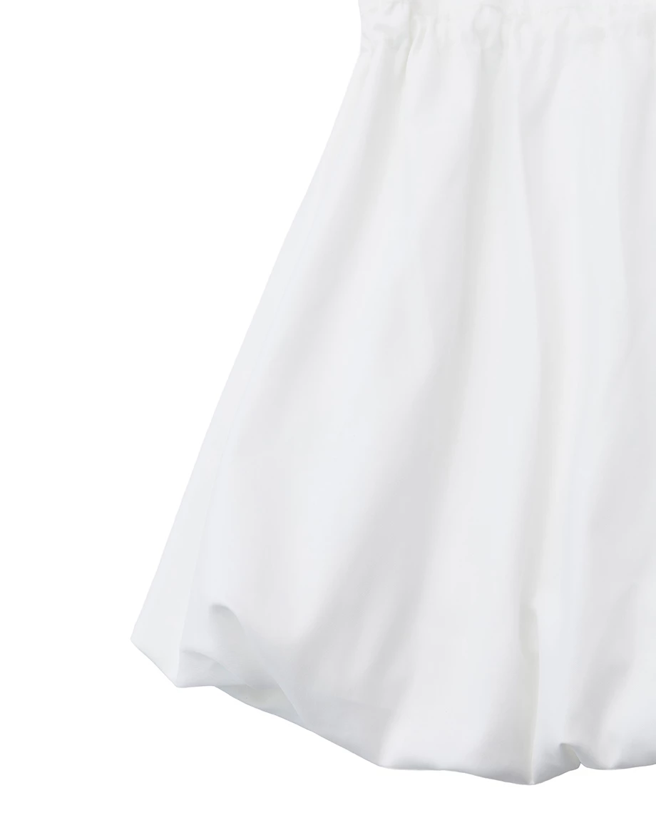 【SABRINA Design】Collared Bubble Hem Drawstring Waistband Mini Shirt Dress 【SABRINA Design】Collared Bubble Hem Drawstring Waistband Mini Shirt Dress
