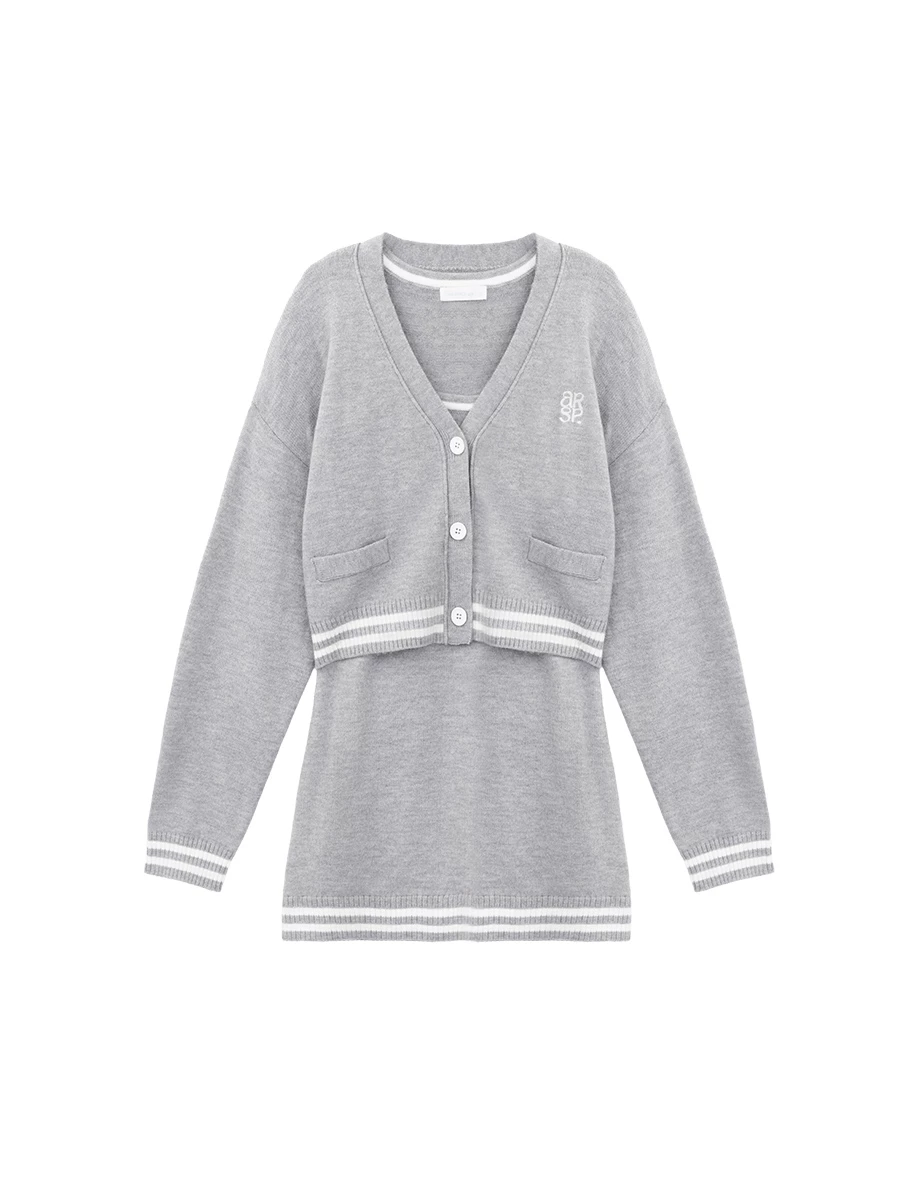 Contrast Stripe Trim Square Neck Sleeveless Knit Mini Dress Contrast Stripe Trim Square Neck Sleeveless Knit Mini Dress