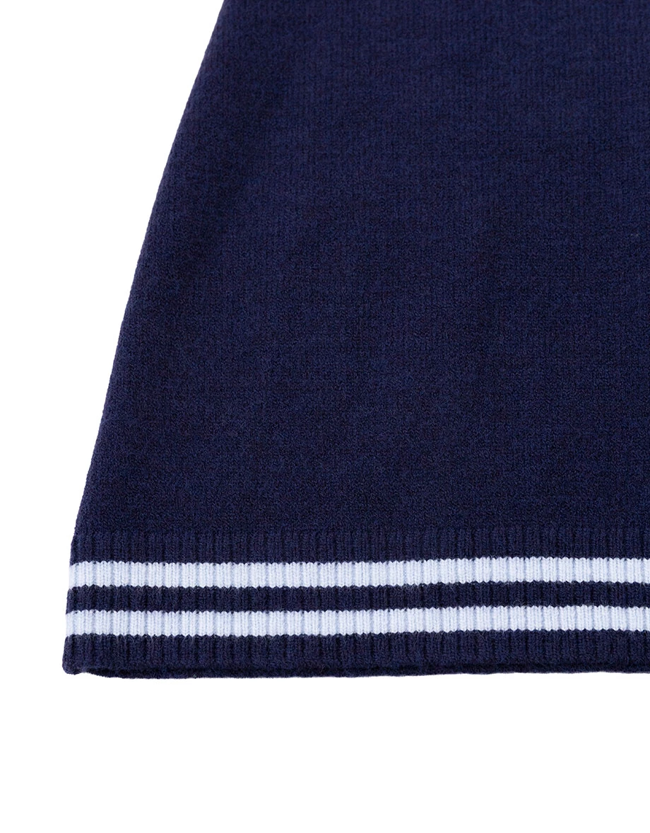 Contrast Stripe Trim Square Neck Sleeveless Knit Mini Dress Contrast Stripe Trim Square Neck Sleeveless Knit Mini Dress