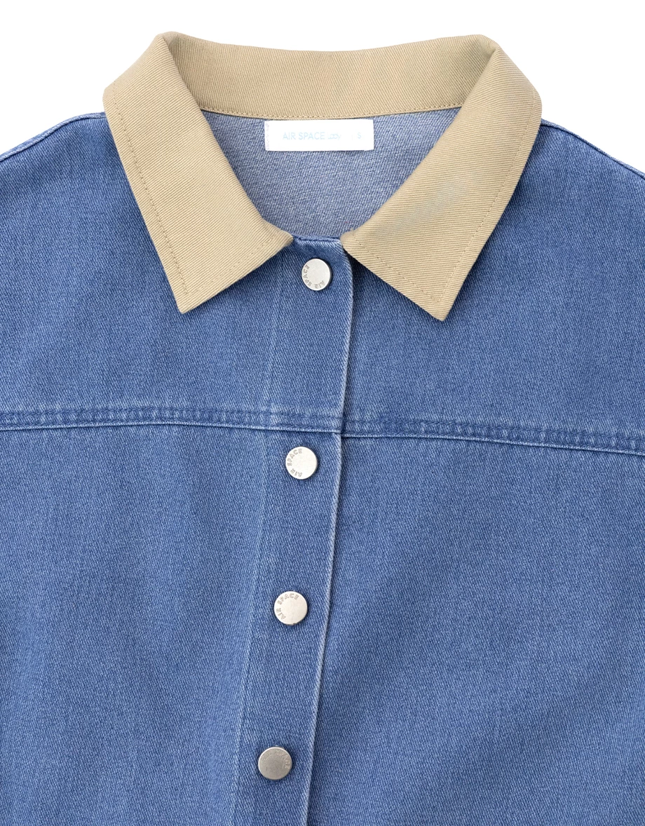 【SABRINA Design】Contrast Collar Button Down Jeans Denim Jacket 【SABRINA Design】Contrast Collar Button Down Jeans Denim Jacket