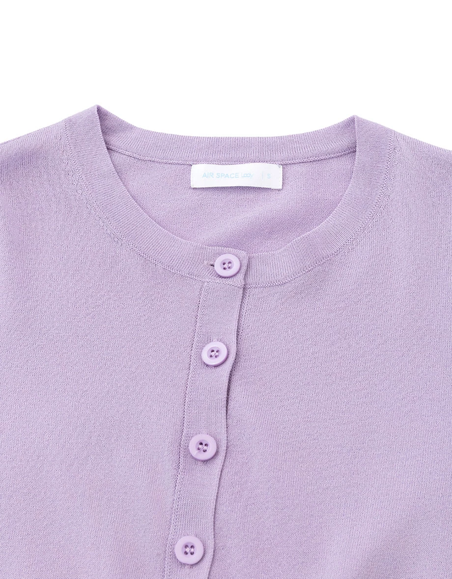 Slogan Embroidered Round Neck Button Up Knit Cardigan Slogan Embroidered Round Neck Button Up Knit Cardigan