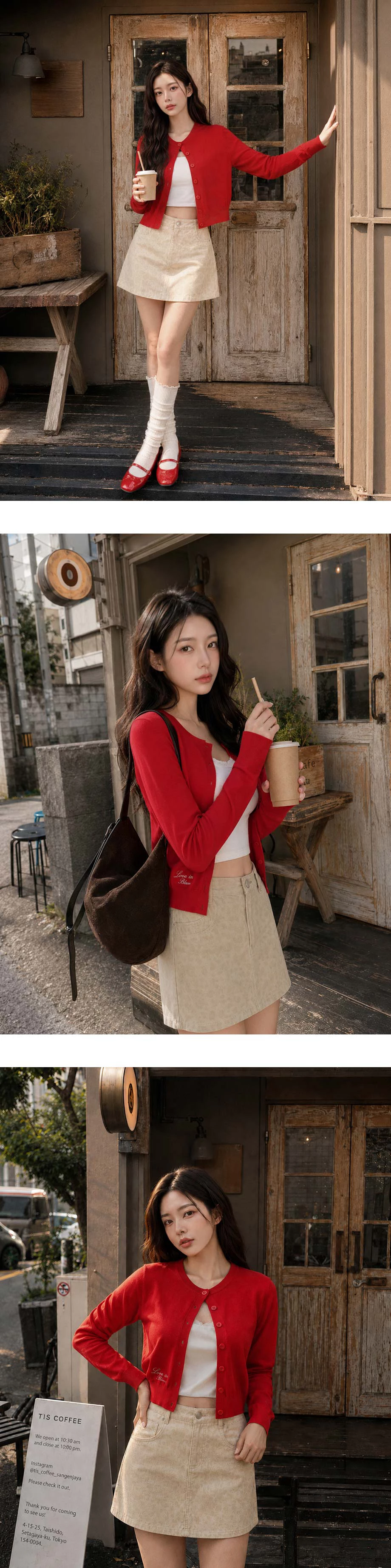 Slogan Embroidered Round Neck Button Up Knit Cardigan Slogan Embroidered Round Neck Button Up Knit Cardigan