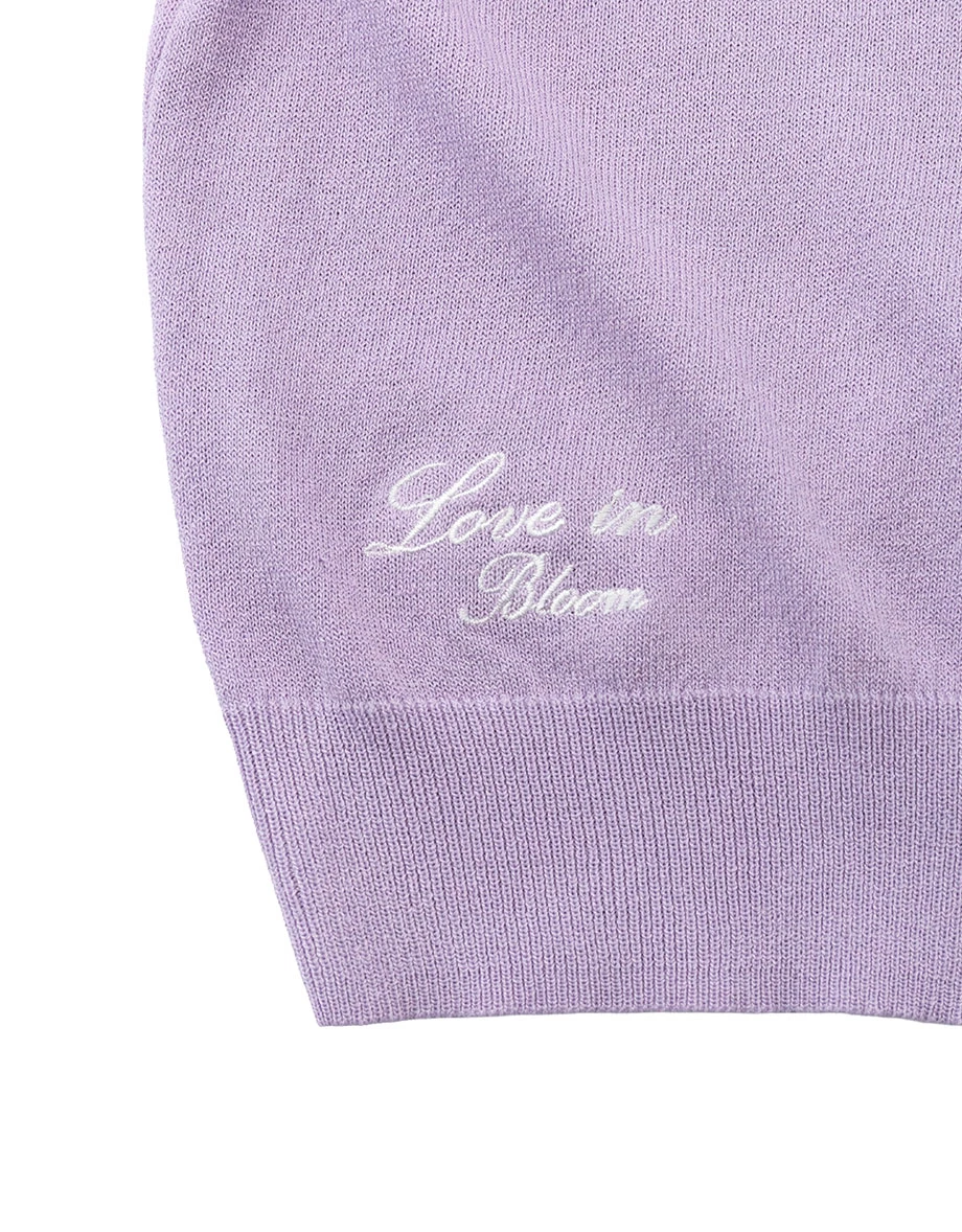Slogan Embroidered Round Neck Button Up Knit Cardigan Slogan Embroidered Round Neck Button Up Knit Cardigan