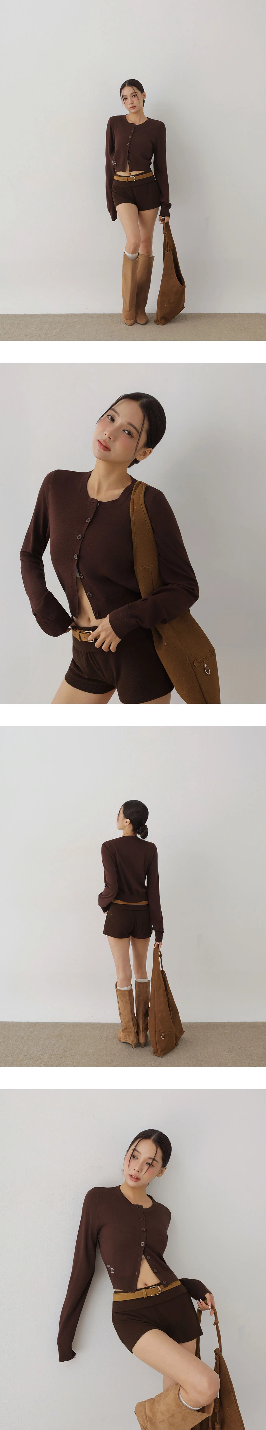 Slogan Embroidered Round Neck Button Up Knit Cardigan Slogan Embroidered Round Neck Button Up Knit Cardigan