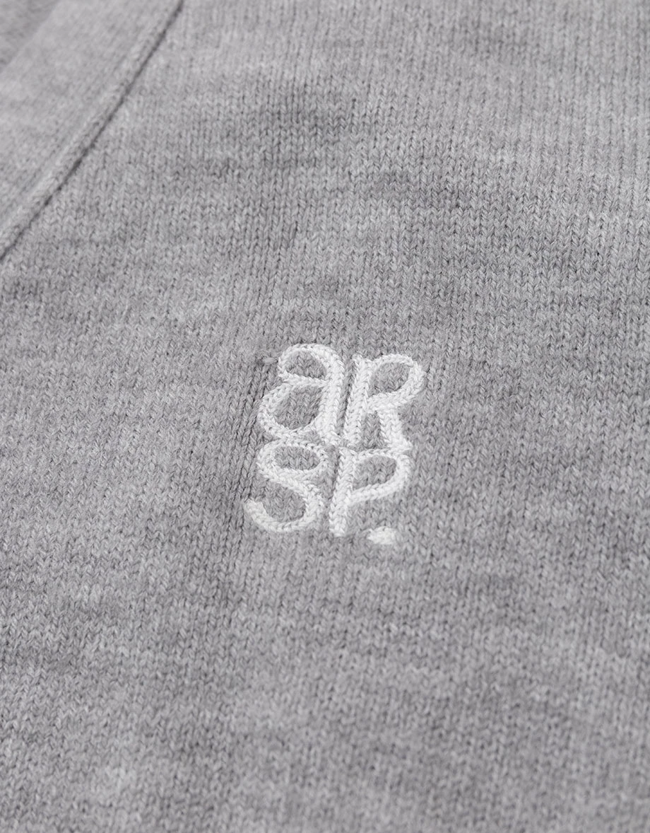 AIR SPACE Logo Embroidered V Neck Contrast Stripe Trim Cropped Knit Cardigan AIR SPACE Logo Embroidered V Neck Contrast Stripe Trim Cropped Knit Cardigan